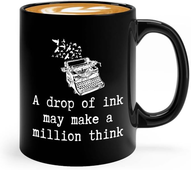 Writer Coffee Mug 11oz Black - Ink, a Million Think - Funny Author Gift To Book Lover Bookish Bookworm Writing Sarcasm Poetry Novelist Journalist