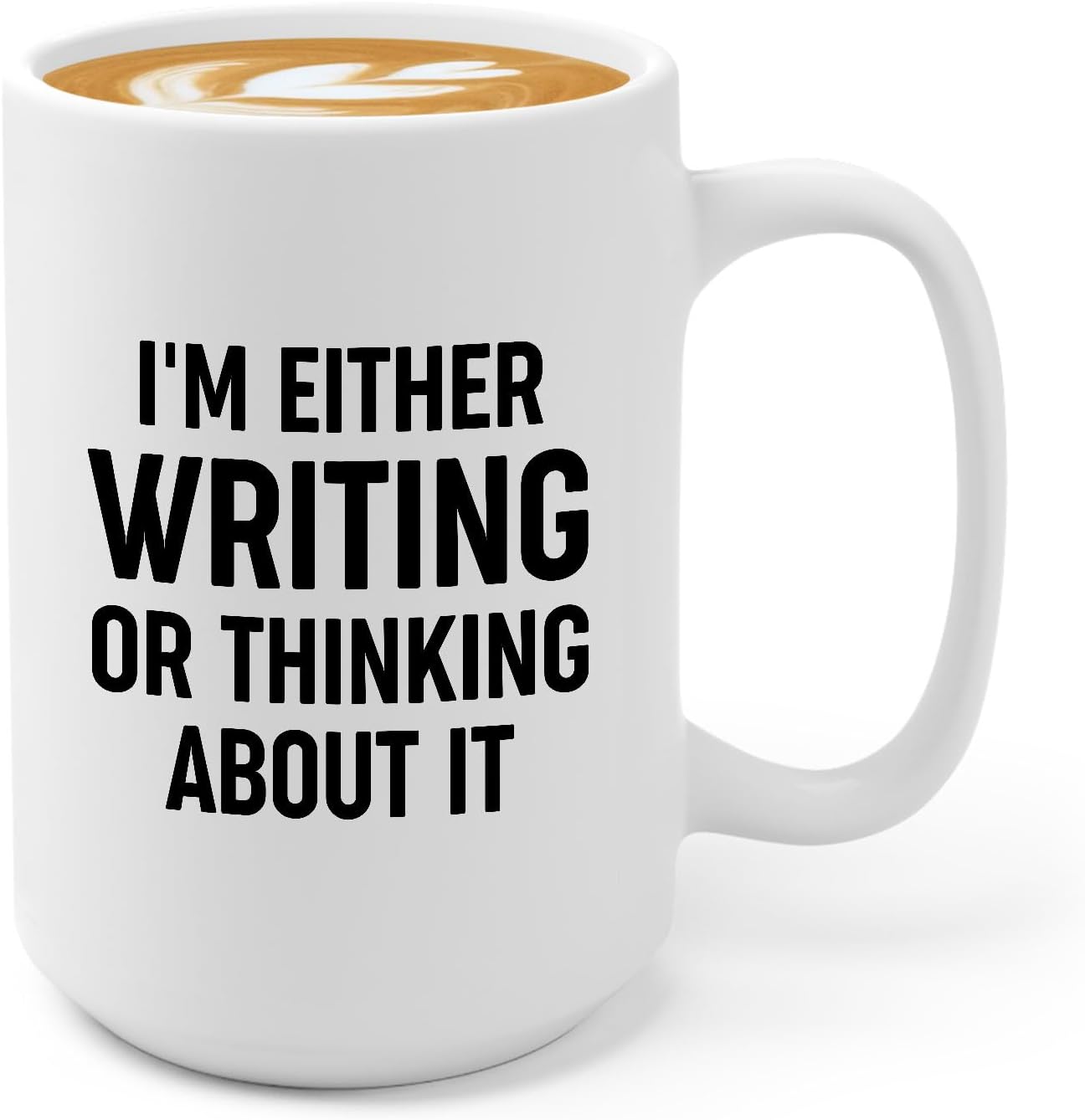 Journalist Coffee Mug 15oz White -Writing or Thinking - Reading Lover Book Club Gift Author Appreciation Writer Journalism Novelist Scriptwriter