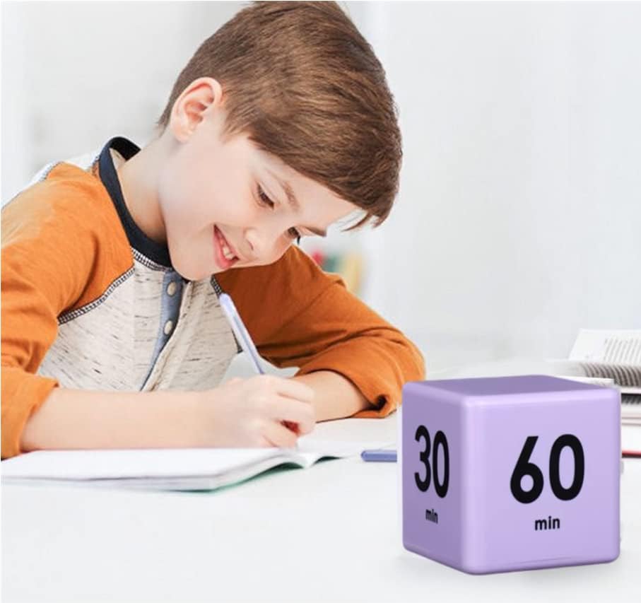 Feilifan Cube Timer, Dice Timer with Gravity Sensor for Kitchen Studying Workout Classroom Kids ADHD 15-20-30-60 Minute Preset, Purple