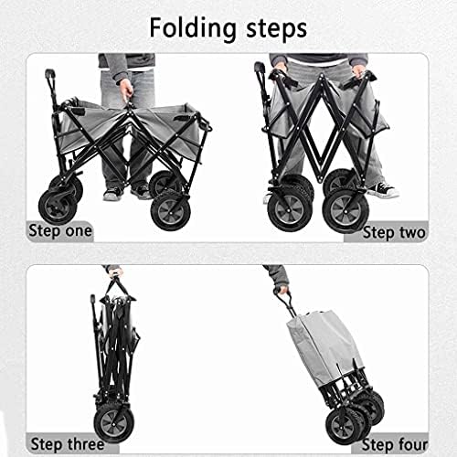 Folding Trolley Cart Outdoor Folding Utility Wagon 4 Wheeled Folding Camping Cart Utility Garden Trolley Portable Outdoor Handcart with Brake for Beach Picnic Load-Bearing 100KG / 220lbs (Style 3)