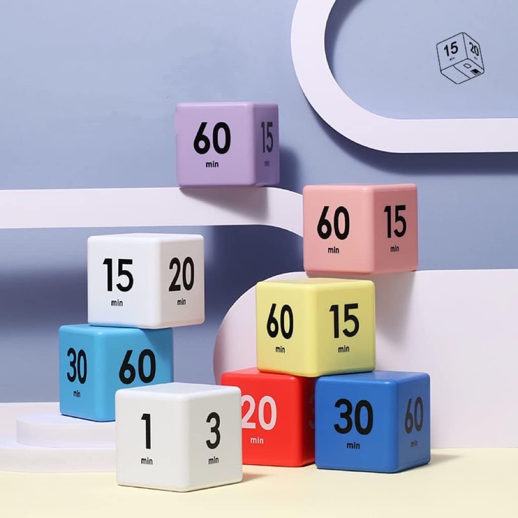 Feilifan Cube Timer, Dice Timer with Gravity Sensor for Kitchen Studying Workout Classroom Kids ADHD 15-20-30-60 Minute Preset, Purple