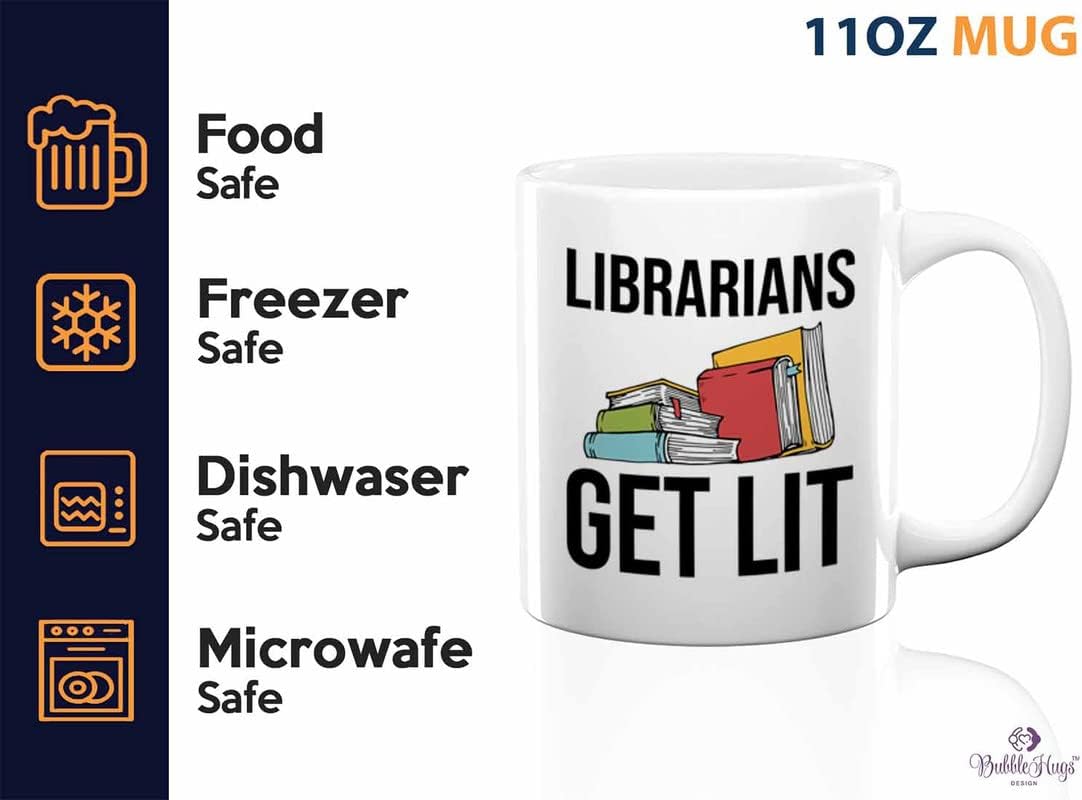 Book Lover Coffee Mug 11oz White - Librarians get lit - Gifts for Book Club Readers Book Nerd Librarians Book Worm Bookish