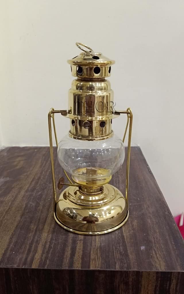 Brass Mini Small Oil Lamp Lanterns for Home Decor 7" (Brass) Rustic Vintage Home Decor Gifts