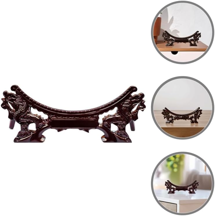 Healifty Wooden Plate Display Stand: Chinese Dragon Chinese Plate Holder for Decorative Display Multi-Functional Easel Stand Ornament for Wall and Home Tabletop Decor
