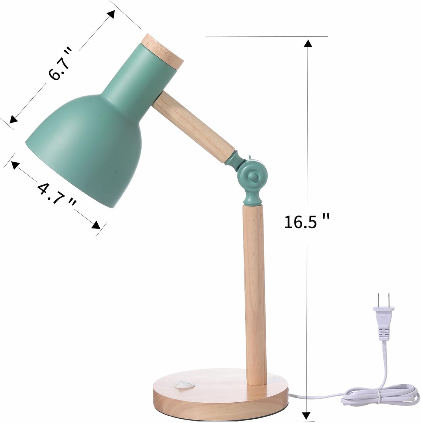 Table Lamp,Wooden Adjustable Tri-Color Desk & Bedside Lamp for Office, Living Room, Bedroom & Kids Room (Green)