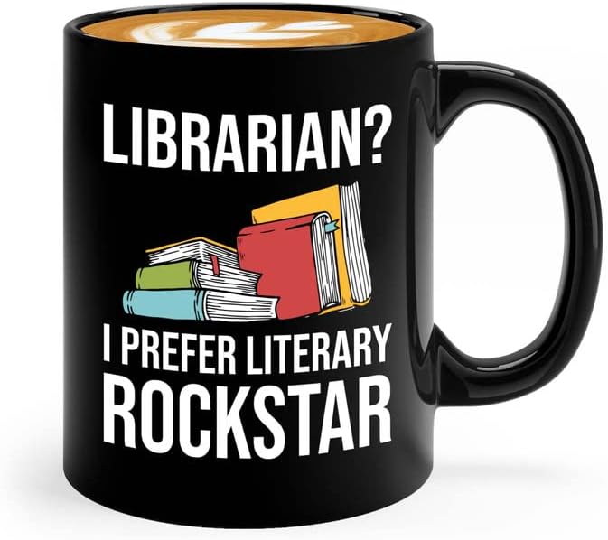 Book Lover Coffee Mug 11oz Black - literary rockstar - Gifts for Book Club Readers Book Nerd Librarians Book Worm Bookish