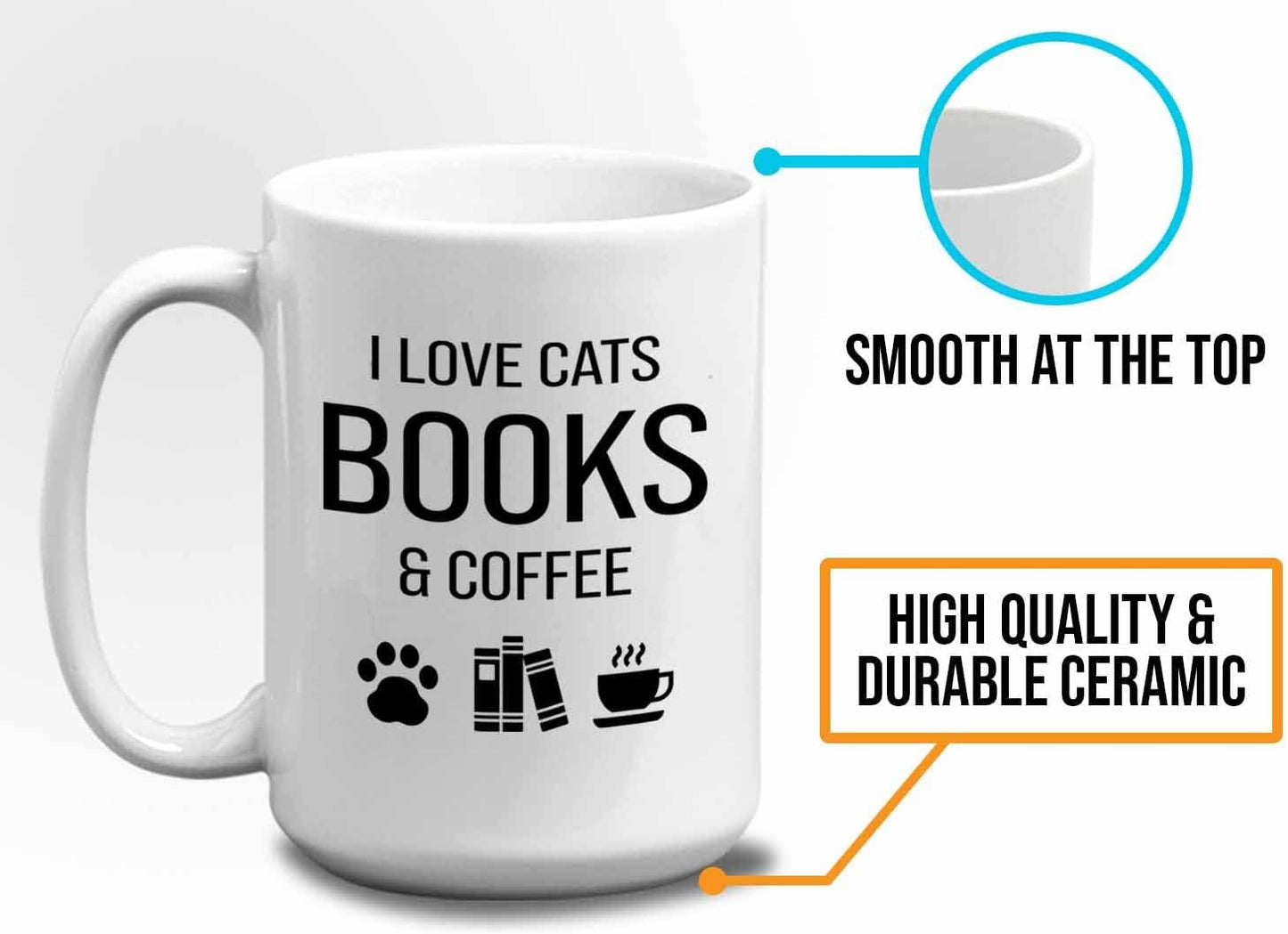 Bubble Hugs Book lovers Coffee Mug 15oz White - Cats Books Coffee - Author Writer Library Editor Introvert Lovers Cat Chill Relax Bookworm Reading