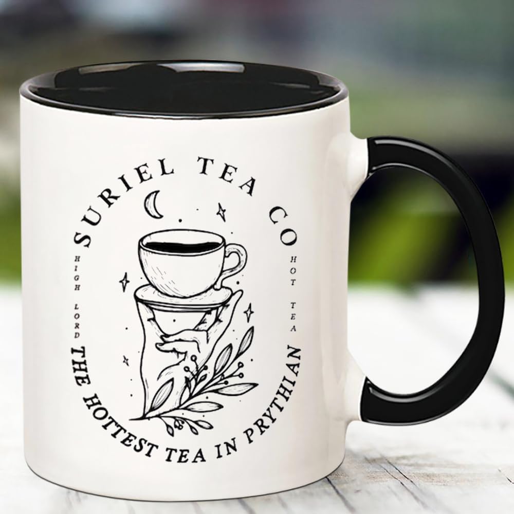 Suriel Tea Co Banned Books Mugs, Bookish Gift Booktok Mug, Reading Gifts for Librarian Cup Book Lover Gift, 11 Oz Novelty Coffee Mug, Black