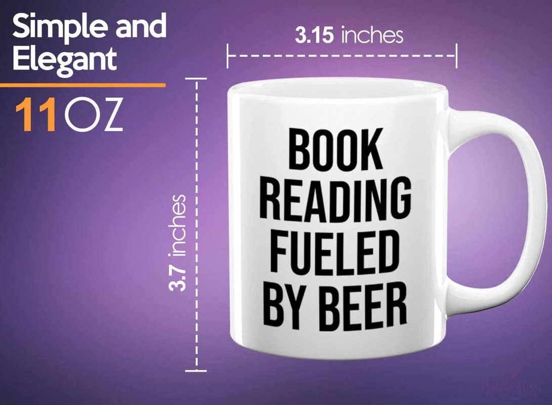 Hobby Beer Lover Coffee Mug 11oz White - book reading fueled by beer - Mountain Biking, Bike Riding, Bicycling Lover, Cycling Bike Enthusiast, Road Bike