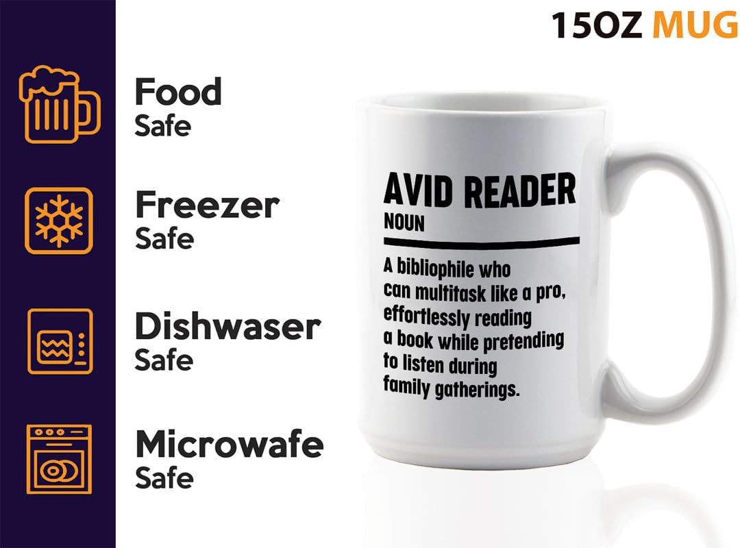 Book Lover Coffee Mug 15oz White - Effortlessly Reading - Book Lover Gifts For Women Book Club Book Lovers Gifts Bookworm Book Reader Gifts
