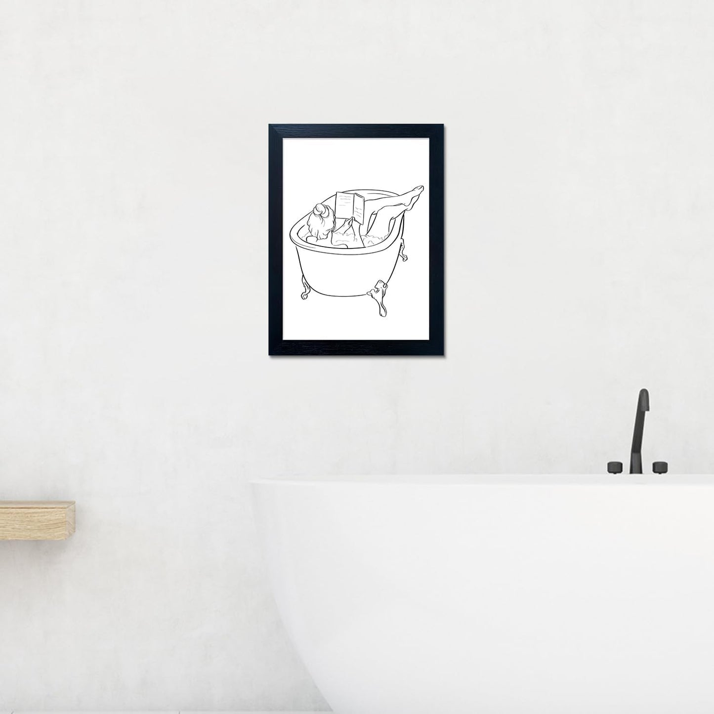 Black and White Bathroom Wall Art Reading Girl in Bathtub Minimalism Bathroom Decor Canvas Paintings Funny Modern Prints Pictures