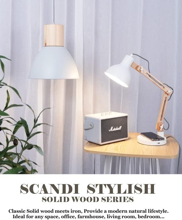 ELYONA Modern Pendant Light Fixtures, Wood Metal Hanging Lamp, Adjustable Height, 11.6" Nordic Island Pendant Lighting for Kitchen Sink, Bar, Office, Dining Room,Living Room, Bedroom, Soft Grey