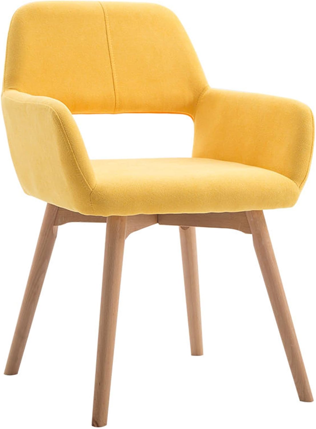 Comfortable Chair Nordic Dining Chairs,Modern Cotton and Linen Fabric Upholstered Lounge Side Chair Makeup Stool,with Solid Wood Legs,for Restaurant/Pub/Cafe/Living Room/Hotel/Kitchen Leisure Chair