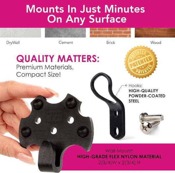 HangSmart TV® Wall Mount NO Stud - Original & Patented Easy Install, DIY for 19-100" TVs, Holds Up to 150LBS, Fits Most LED LCD Flat Screens & Monitors, Includes Hardware