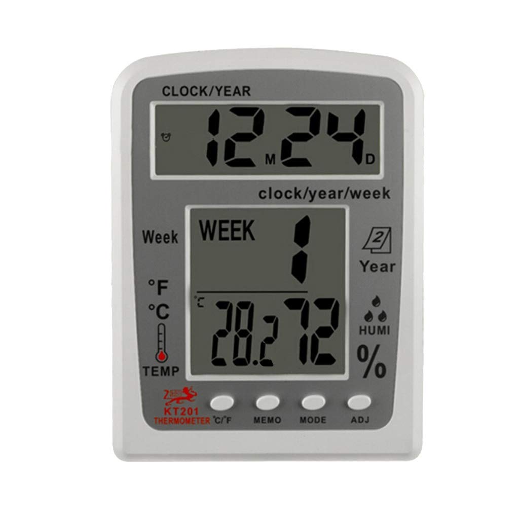 KT201 Digital LCD Thermometer Hygrometer Electronic Temperature Humidity Meter Weather Station Indoor Outdoor Tester Alarm Clock