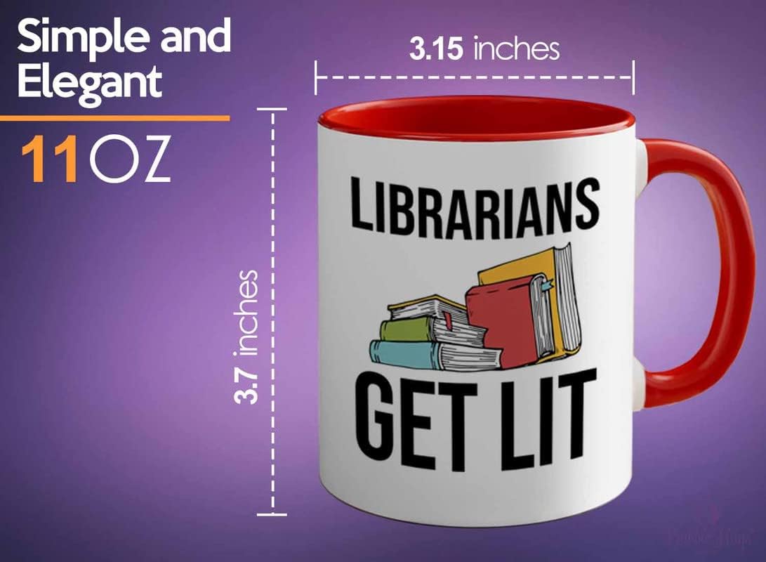 Book Lover 2Tone Red Mug 11oz - Librarians get lit - Gifts for Book Club Readers Book Nerd Librarians Book Worm Bookish