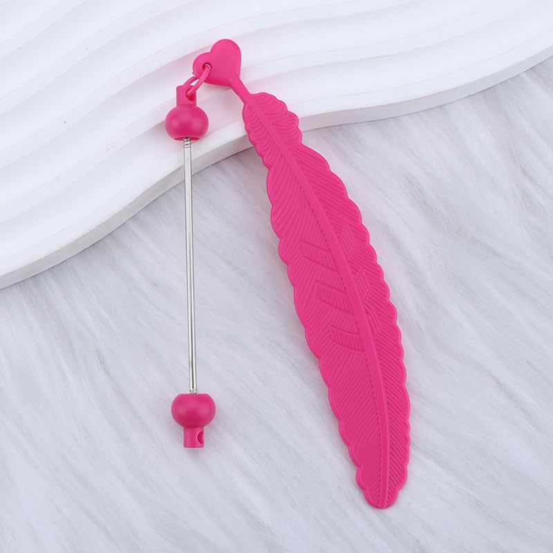 15 Packs Beadable Bookmarks with Bar Bulk Feather DIY Blank Bookmark for Beads Jewelry Pendants Charms Beading Book Make Marks Craft Colorful