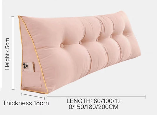 Wedge Pillow Headboard Twin Bolster Triangular Headboard Pillow Positioning Support Reading Backrest Wedge Pillow for Day Bunk Bed with Removable Cover(Size:150x45x18cm,Color:A)