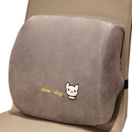 Tingting's Dream Office Chair Lumbar Back Cushion Cute Plush Waist Pillow Memory Foam Sofa Reading Lumbar Support Pillow for Chairs Car (Gray Dog, 35×30CM/13.8"×11.8")