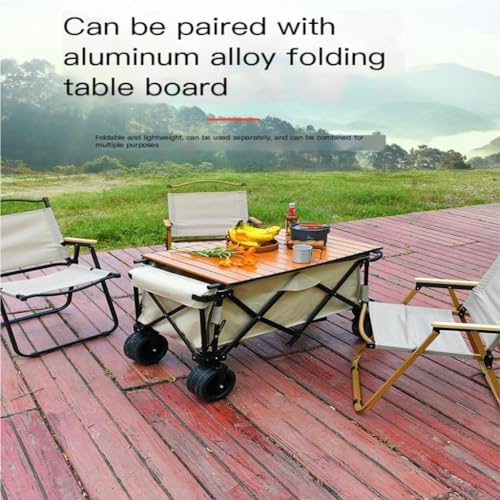 Portable Camping Cart,Outdoor Beach Camping Trolley Cart with Foldable Storage Rear Door Access and Camper Gathering Space Portable Camp Trailer for Camping Trips and Outdoor Adv
