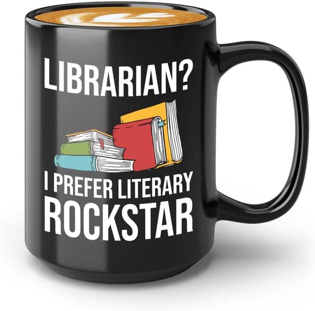 Book Lover Coffee Mug 15oz Black - literary rockstar - Gifts for Book Club Readers Book Nerd Librarians Book Worm Bookish