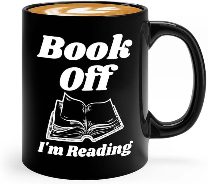 Reading Coffee Mug 11oz Black - Book Off I'm Reading - Reader Gift Bookworm Owl Lover Cat Lover Book Lover Novelist Librarian Writer