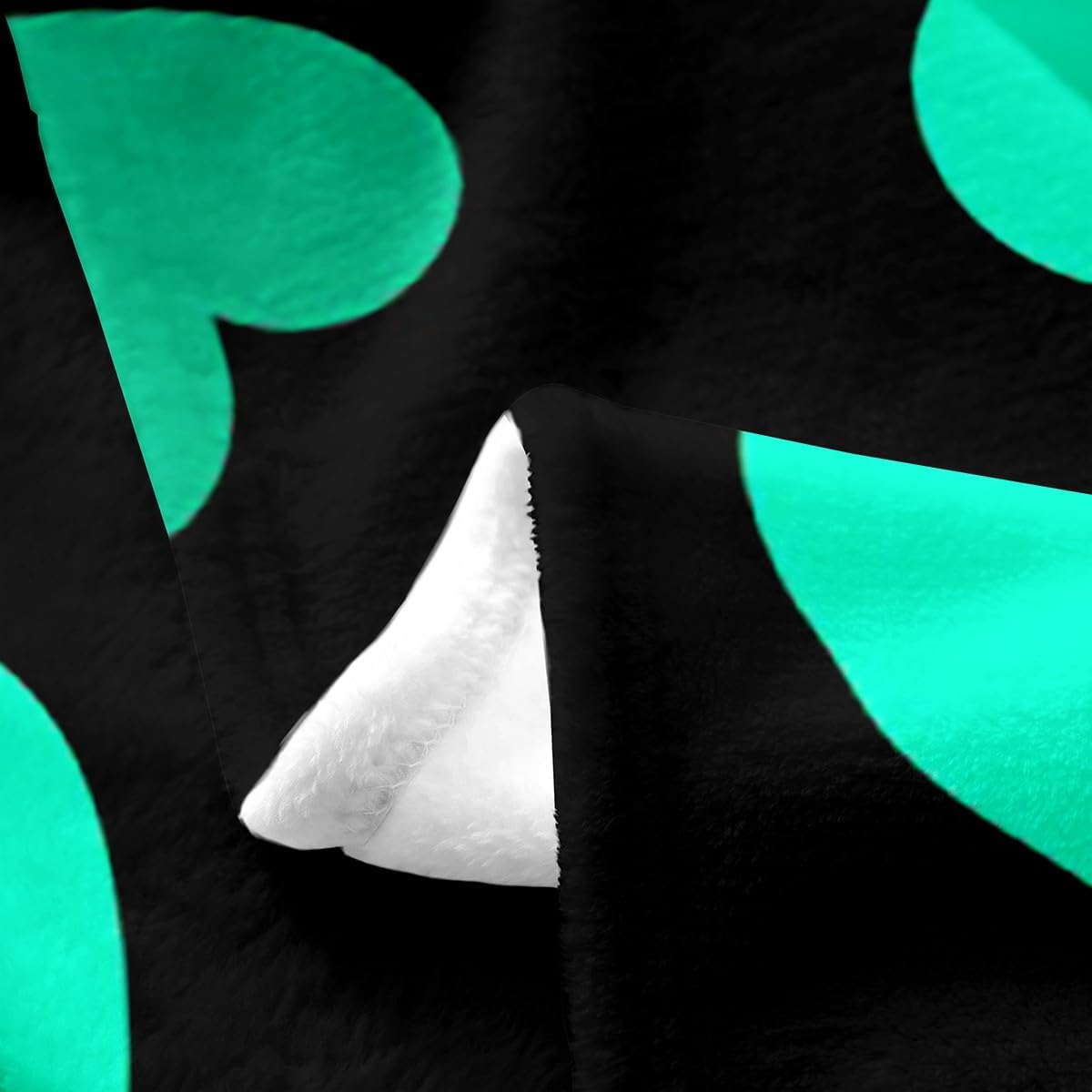 Green Hearts Throw Flannel Blanket,Romantic Valentine's Day Theme Fleece Throw Blanket for Home Decor Sofa Couch,Chic Love Hearts Fashion Green Black Fleece Blanket,40"x50"