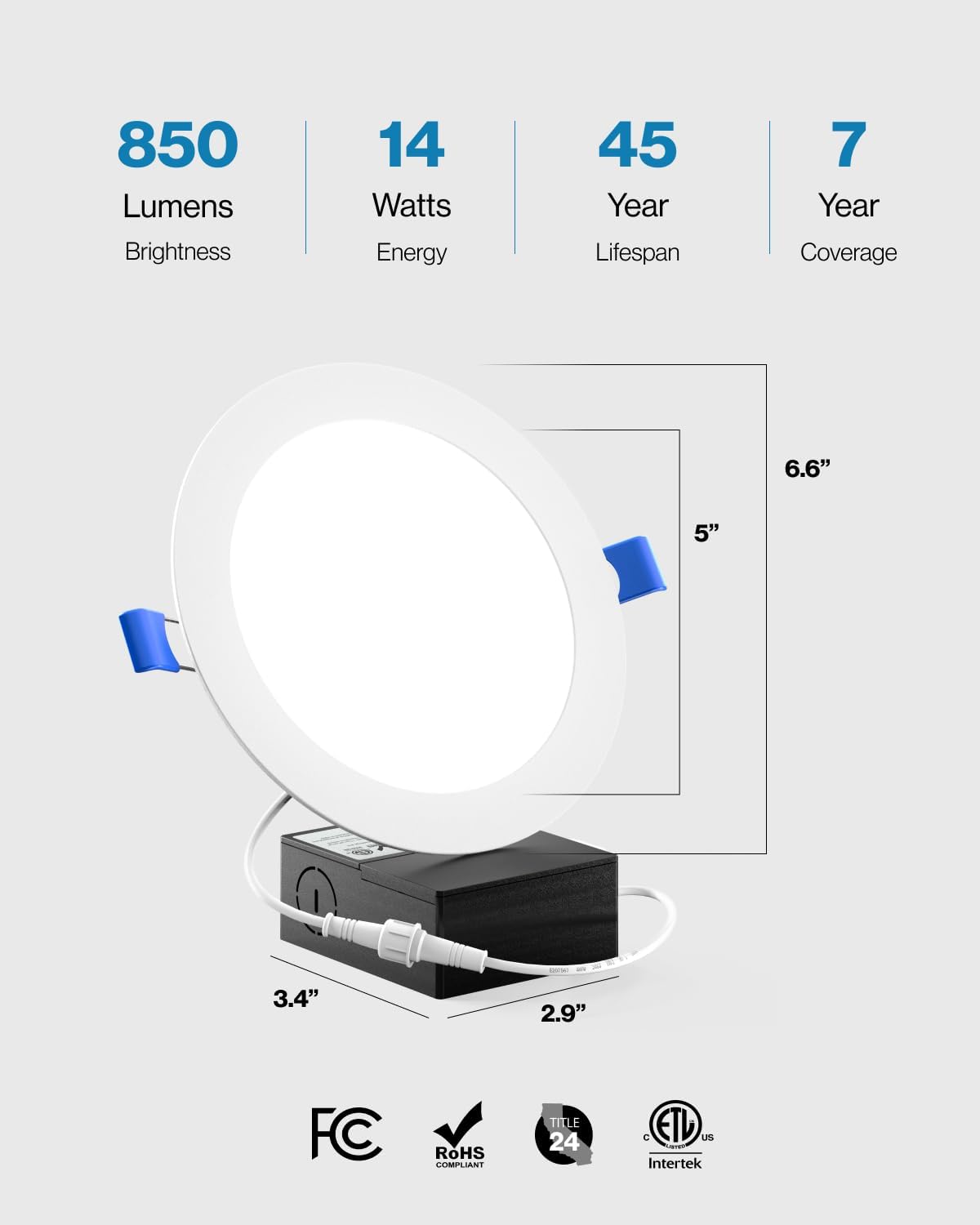 Sunco 24 Pack Recessed Lighting 6 Inch LED, Canless Ceiling Lights Slim with Junction Box, 850 LM, 14W (100W Equivalent), 6000K Daylight Deluxe, Dimmable, Wafer Thin, 50000 Lifetime Hours ETL.