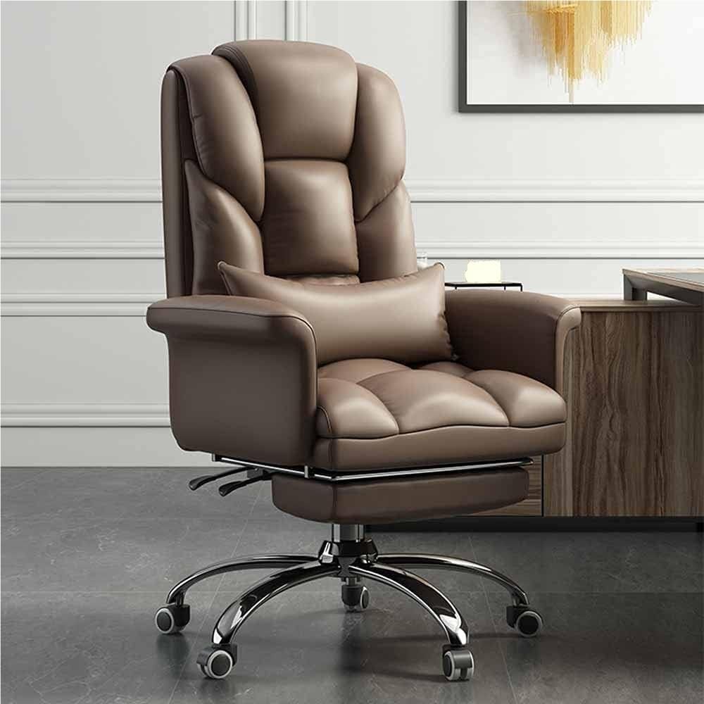 Executive Office Chair Sofa Seat One-Piece Armrest Backrest 145 Tilt with Lumbar Pillow and Footrest Study Lounge Chairs for Reception Meeting Room