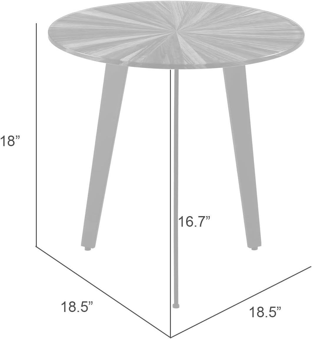 Nina Mid-Century 18.5 in. Round Gray Coffee Table with Tempered Glass Top