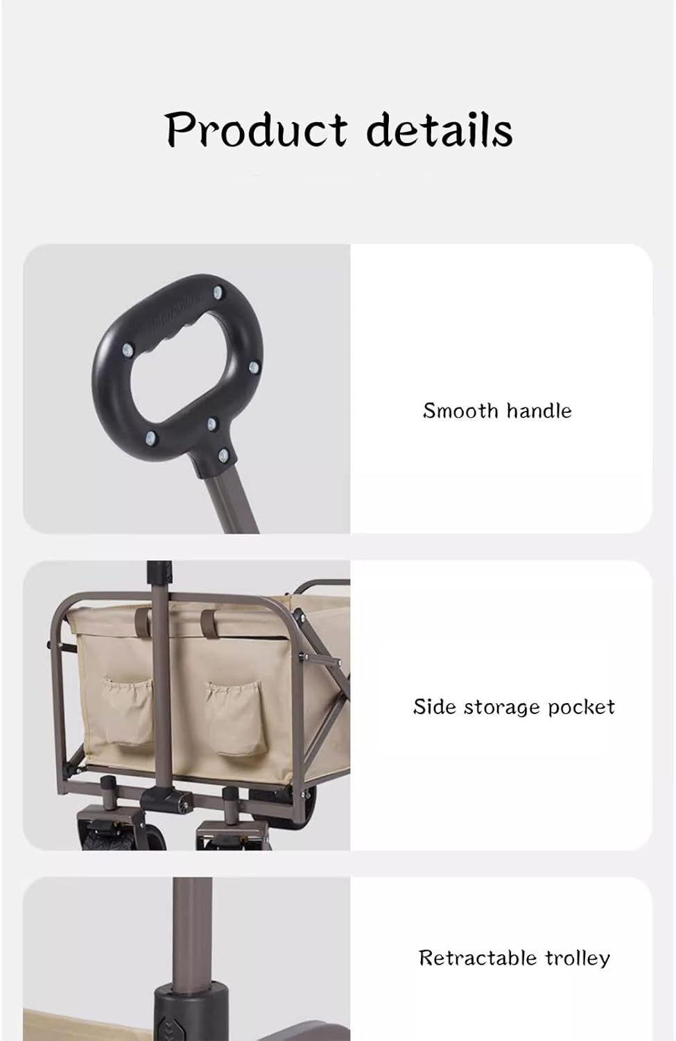 Portable Camping Cart,Camping Trolley Garden Wagon with Brake Big Wheels Beach Cart Max Capacity 120kg Folding Cart Trolley for Festival Shopping Camping