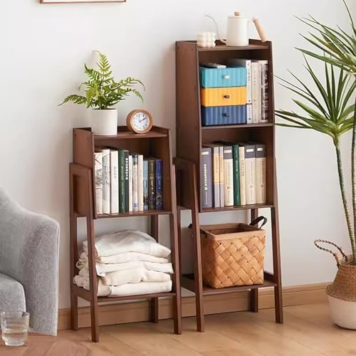 Narrow Wood Bookcase & Bookshelf for Home Office, Space-Saving Storage Organizer for Small Spaces, Stylish Bedroom Book Shelves, Modern Design