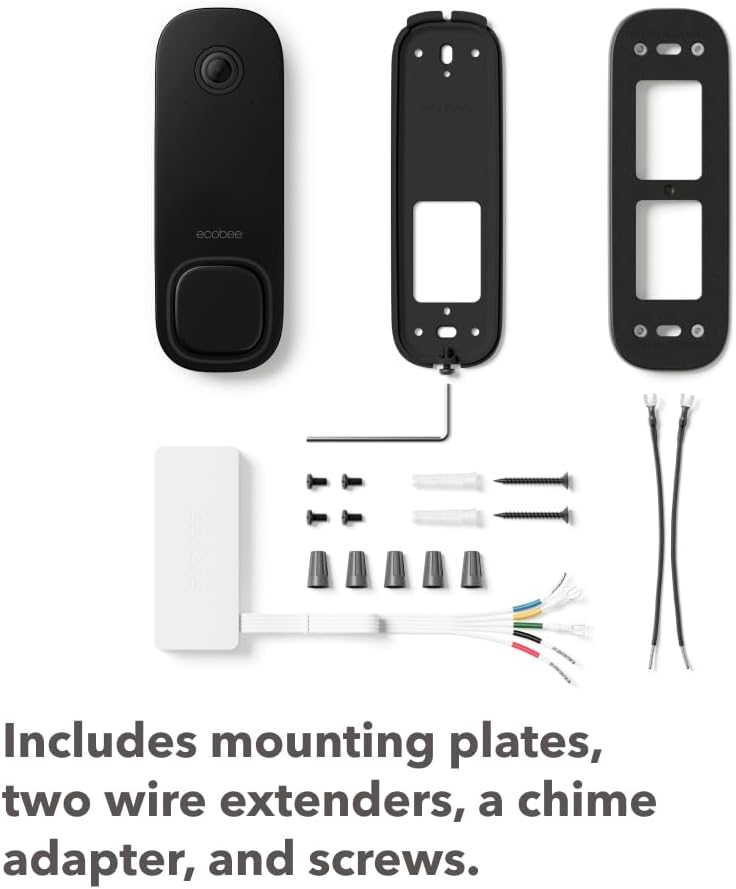 ecobee Smart Video Doorbell Camera (Wired) - with Industry Leading HD Camera, Smart Security, Night Vision, Person and Package Sensors, 2-Way Talk, and Video & Snapshot Recording