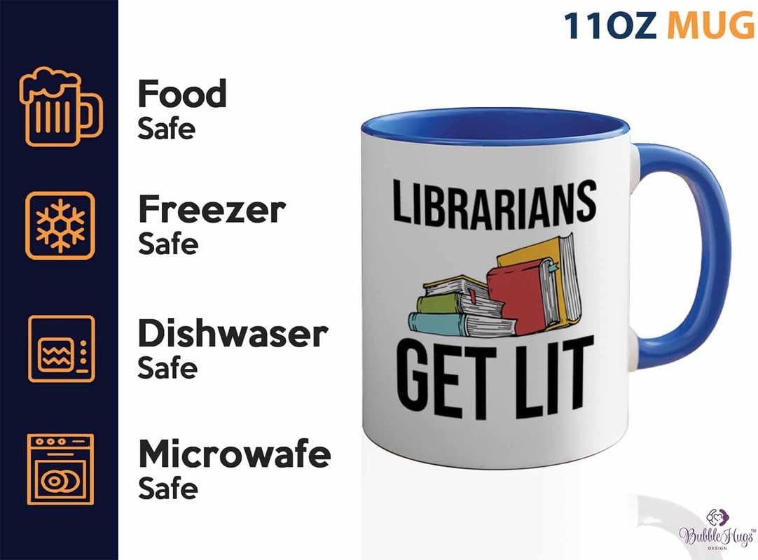 Book Lover 2Tone Blue Mug 11oz - Librarians get lit - Gifts for Book Club Readers Book Nerd Librarians Book Worm Bookish