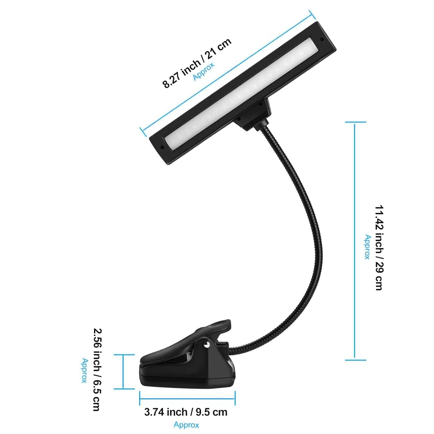 Rechargeable Music Stand Light, 19 LEDs Clip On Reading Light - 3 Level Brightness Settings, 3 Color Temperature Optional (Warm/Cool White/Natural Light Color), Perfect for Piano, Reading, Sewing