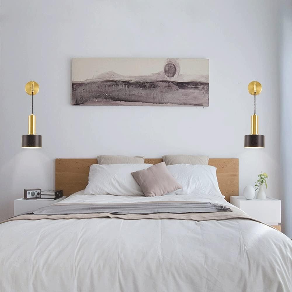 GYY Battery Operated Wall Lights Indoor with Remote,2 Pieces of Bedroom Bedside Chandelier Modern Minimalist LED Light Luxury Living Room Study Wall Lamp Porch Staircase Aisle Lamps