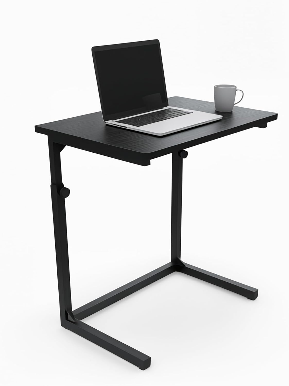Height Adjustable C-Shaped Sofa Side Table, Laptop Table for Couch & Bed, Black
