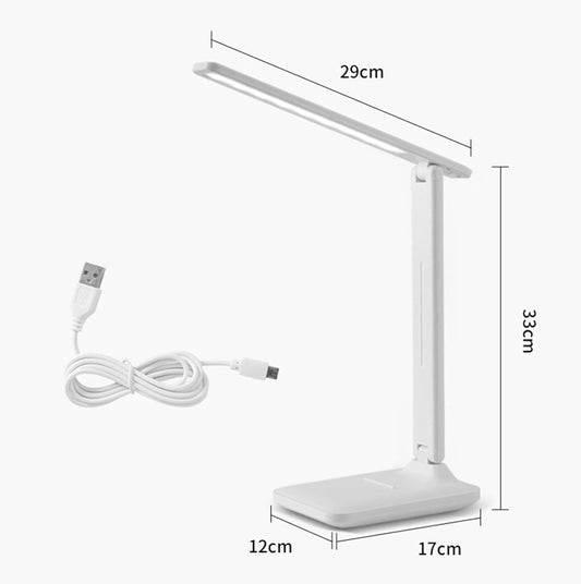 LED Desk Lamp, Touch Control Reading Table Lamp No Flicker 3 Color Modes Foldable Lamp for Table Eye Caring Reading Lamp for Office, Home, Dormitory, USB Interface 5V 1A(L)
