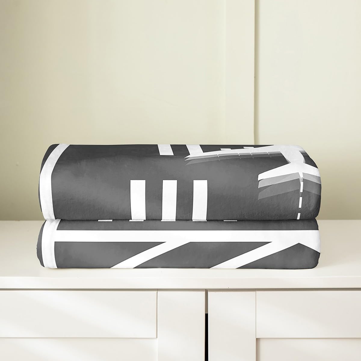 Castle Fairy Airplane Throw Blanket Boys Girls,Airport Runway Fuzzy Blanket All Seasons Bedding Set,Aircraft Grey Plush Blanket Warm,Twin (60 x 80 Inches)