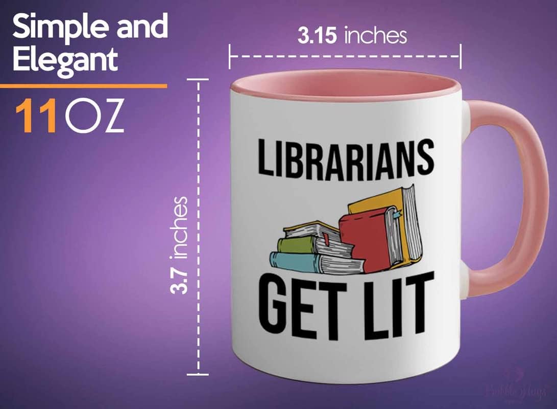 Book Lover 2Tone Pink Mug 11oz - Librarians get lit - Gifts for Book Club Readers Book Nerd Librarians Book Worm Bookish