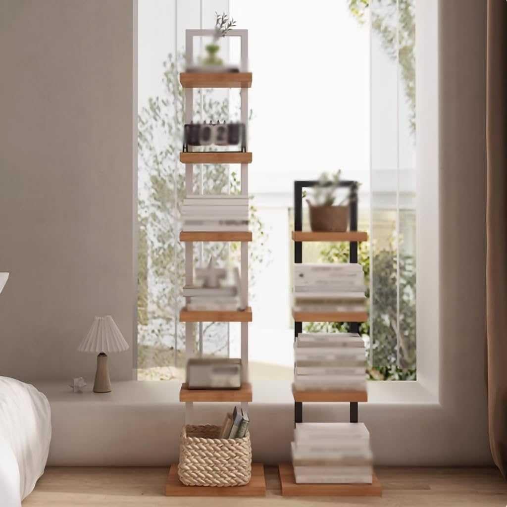 Invisible Corner Bookshelf, Freestanding 4/6 Tier Vertical Shelf for Home Office, Living Room & Bedroom - Modern Stylish Storage for Books & Decor, Space-Saving Solution