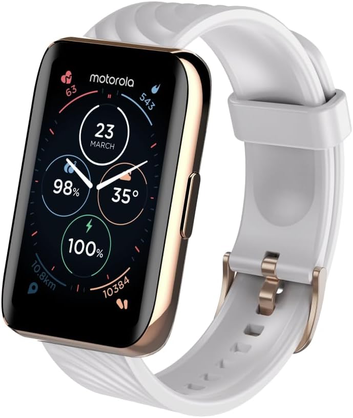 Motorola Moto 40 Bluetooth Smartwatch -10 Days Battery Life, Google Fit Integration, 1.5'' Crystal Clear Display, Heart Tracking, in-Depth Sleep Tracking, iOS and Android Compatible - Rose Gold
