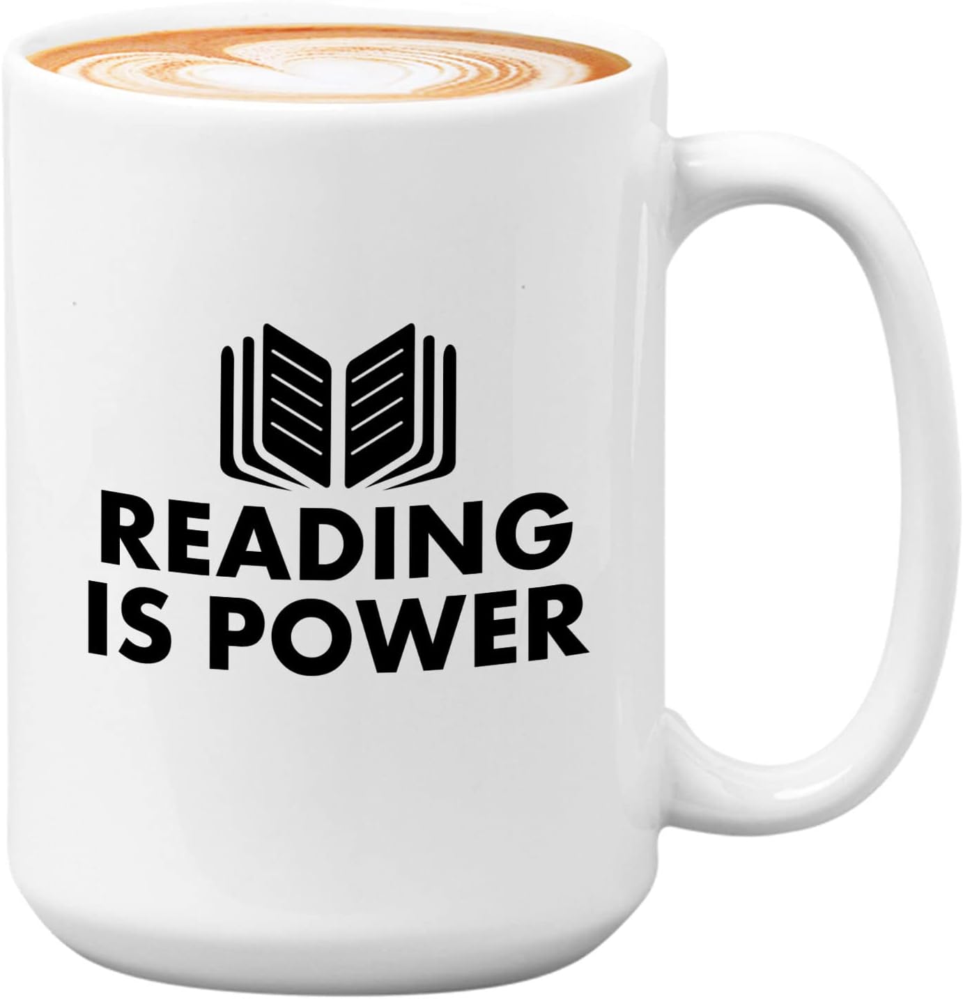Book Lover Coffee Mug 15oz White - Reading is power - Literary librarian Literature Bookworm Historian Public Library Curator Bibliophile Bibliolater