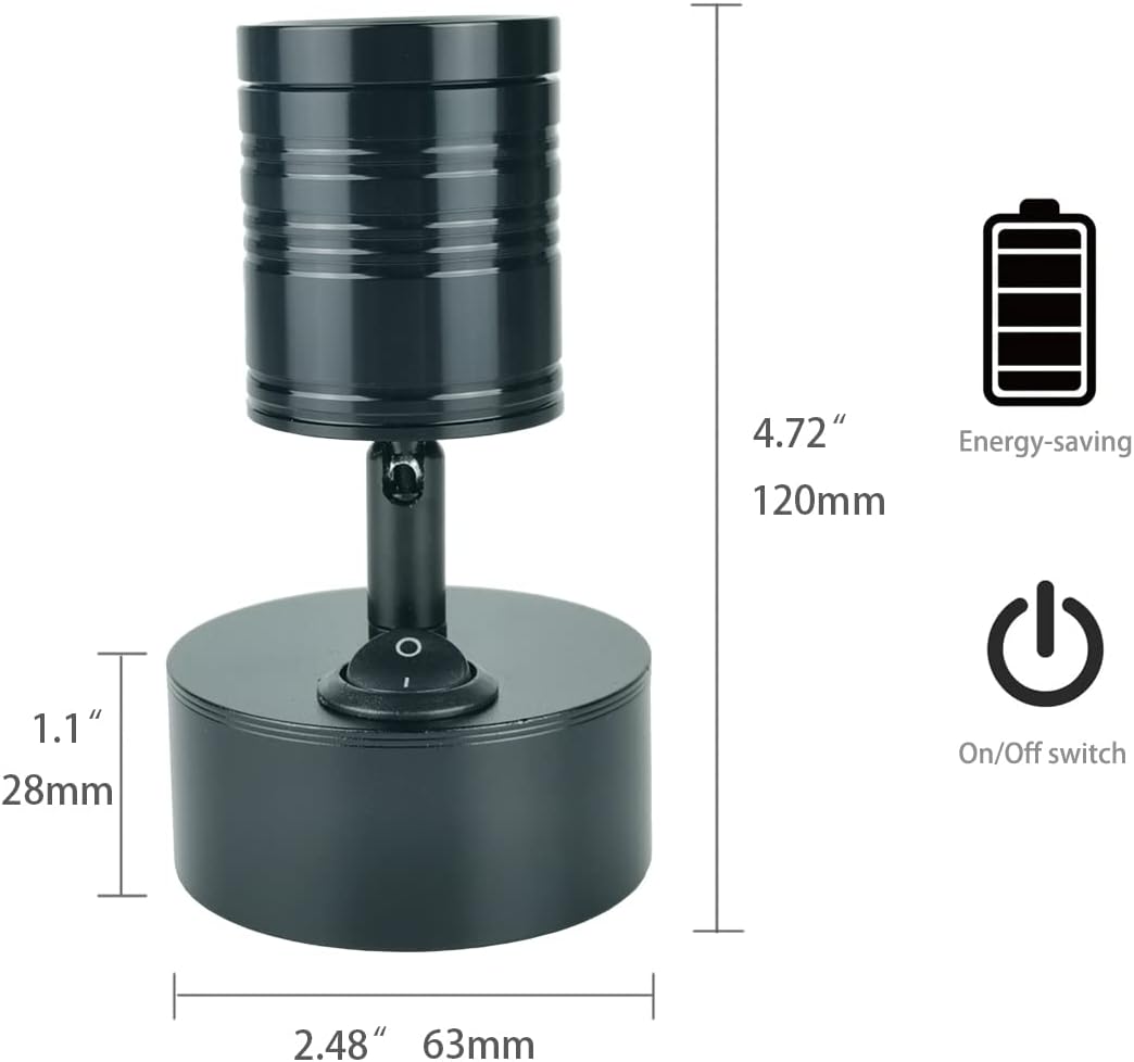 12v Reading Lights for RV Interior Warm White LED with On Off Switch for Bedside Lamp Camper Trailer Truck Boats, 3w, Black