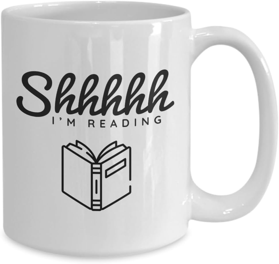 Shhh I'm Reading librarian Ceramic Coffee Cup, Gift Ideas and Must Haves for School Librarian, Book Lover Mug
