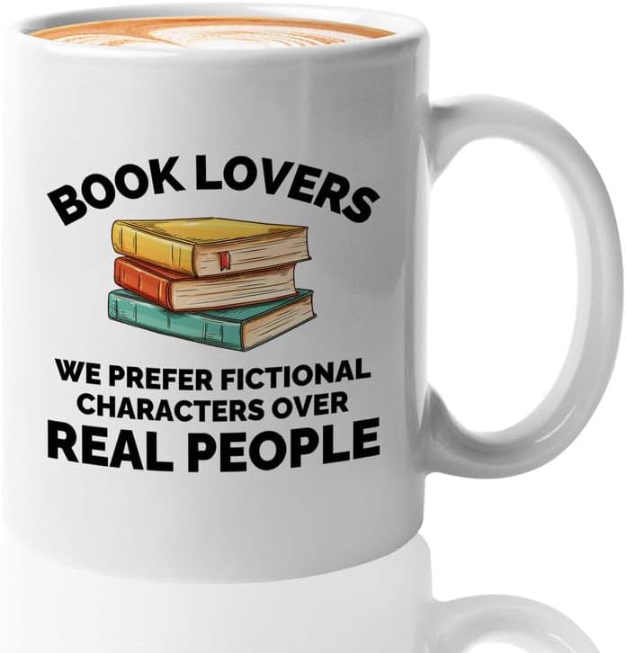Book Lover Coffee Mug 11oz White - We prefer fictional - Gift For Poets Bookish People Bibliophile Librarian Book Club Reader