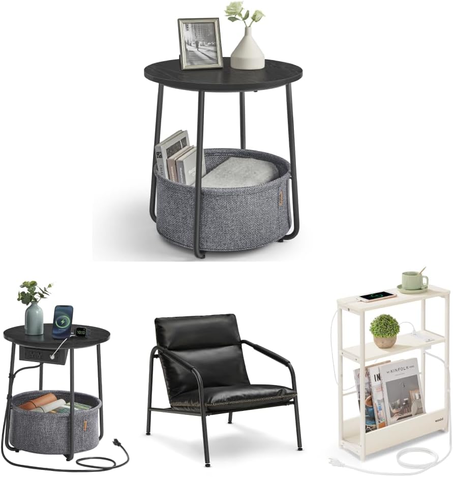 VASAGLE Small Side Table, Accent Sling Chair