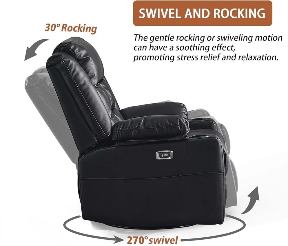 Electric Lift Recliner Chair for Adults Massage with 270 Swivel Rotation Rocking Function Adjustable Recliner Angle Ergonomic Lounge Sofa