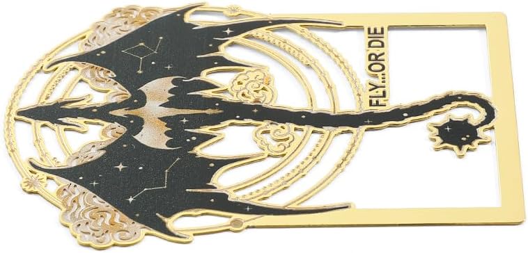 Engraved Black Dragon Stainless Steel Book Mark - Dark Metal Bookmarks Reading Marks Book Lovers Collections School Supplies Gifts for Friends Teachers (SQ0838)