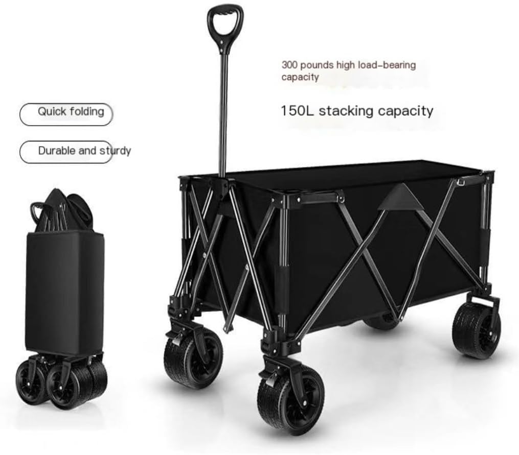 Portable Camping Cart,Outdoor Portable Beach Trolley Cart for Camping and Grocery Shopping Foldable Camper Van Gather Type Small Pull Cart (White)